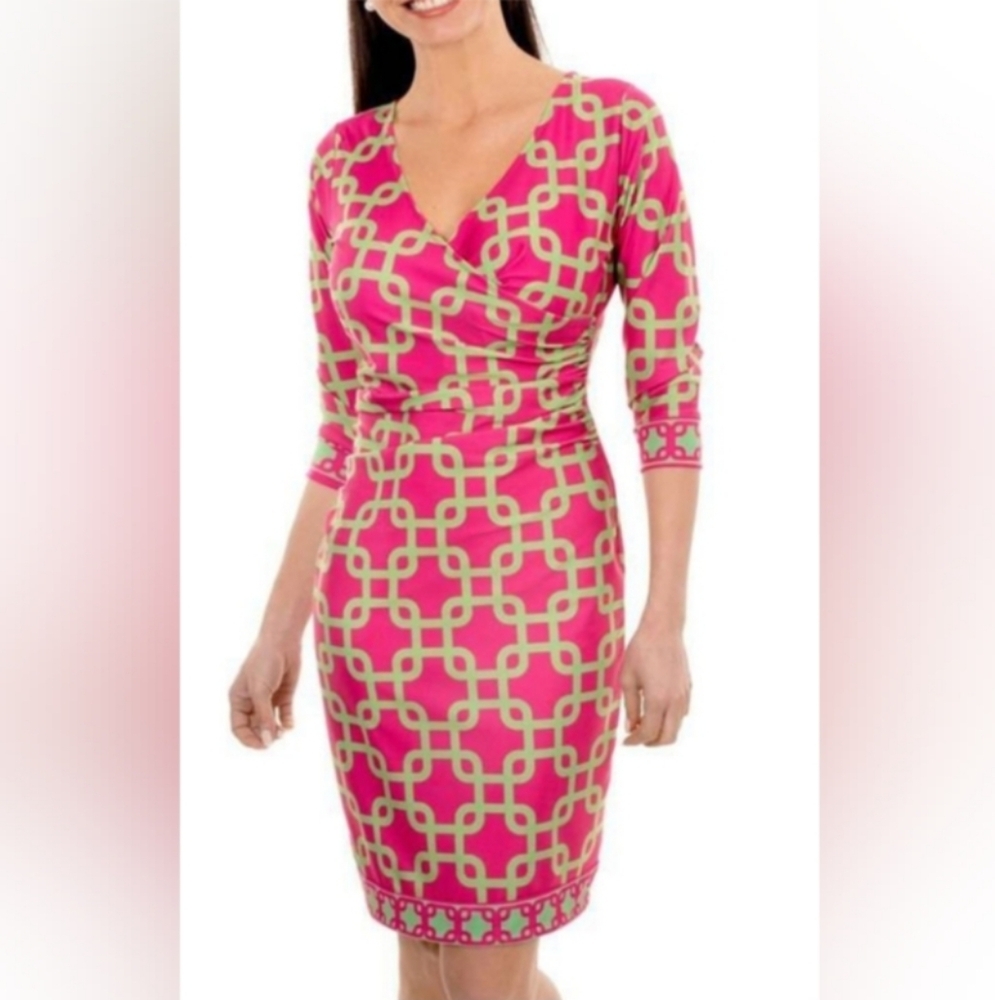 Gretchen Scott Designs Pink and Green Midi Dress